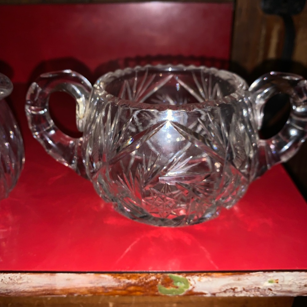 American Brilliant Period Cut Glass Creamer & Sugar Bowl - Picture 13 of 16